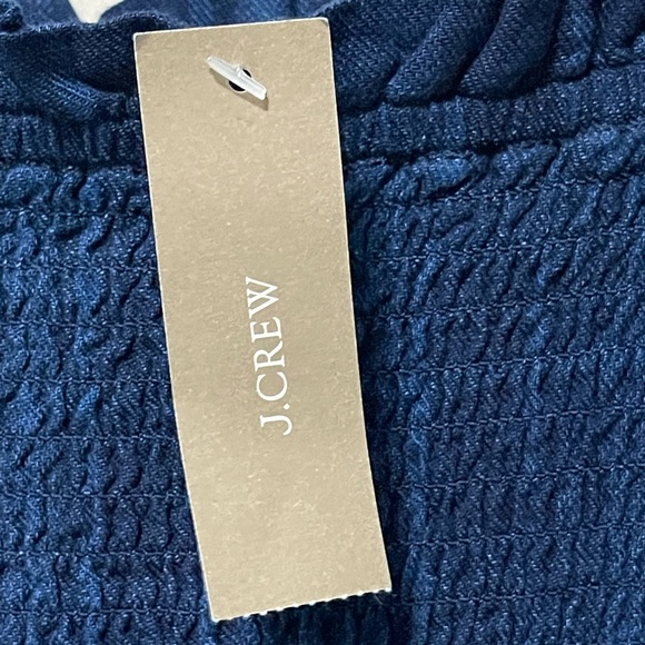 J. Crew Indigo Plaid Smocked Balloon Puff Sleeve Midi Long Sleeve Dress - Picture 10 of 10